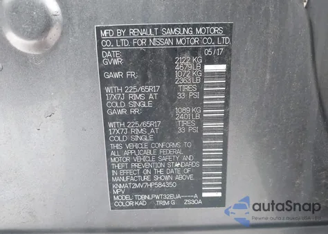 2017 Nissan Rogue S from USA, damaged, VIN KNMAT2MV7HP584350